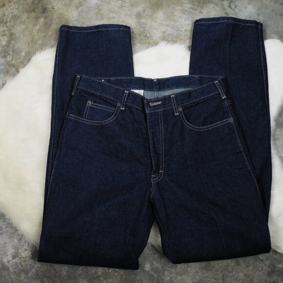 Vintage 1980's Calvin Klein Dark Blue High Rise Jeans Size 34 Made in USA - Picture 3 of 8